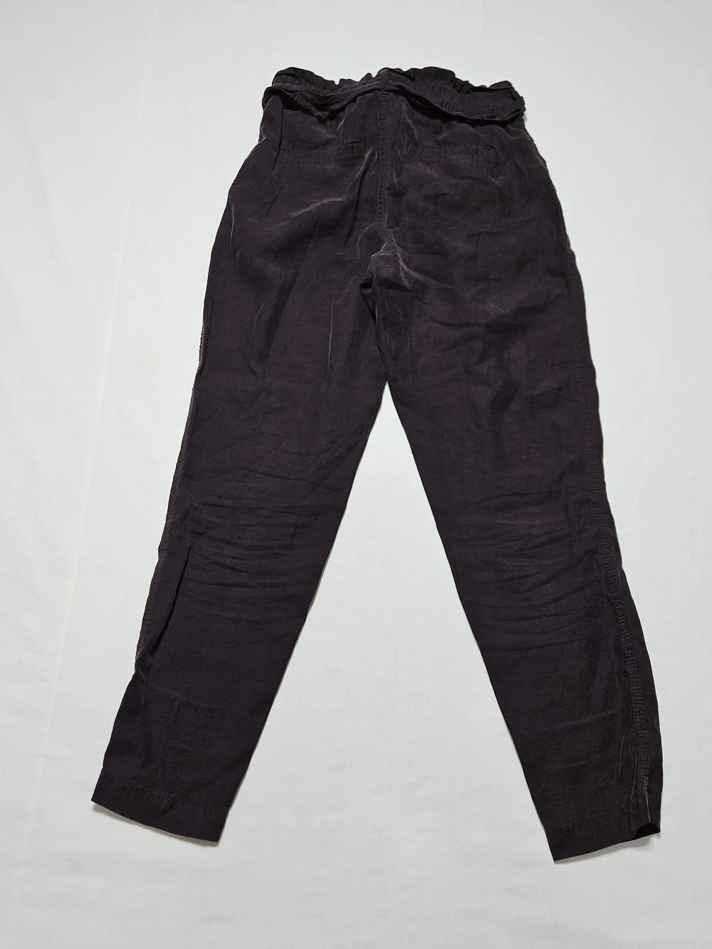Old Navy Paperbag Waist Tie Front Cropped Pants Size XS Dark Purple Plum